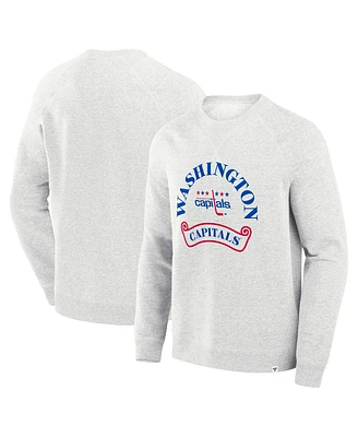 Fanatics Men's Heather Gray Washington Capitals Banner Fleece Raglan Pullover Sweatshirt