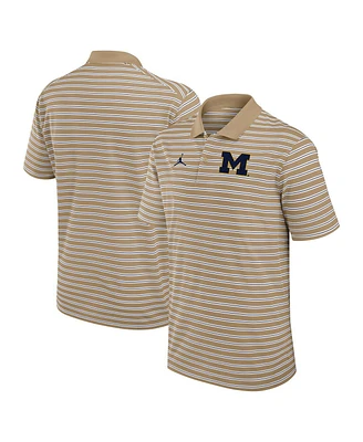Jordan Men's Tan/White Michigan Wolverines Primetime Victory Striped Polo Shirt