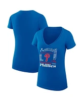 G-iii 4Her by Carl Banks Women's Royal Philadelphia Phillies Collage Team Graphic V-Neck Fitted T-Shirt