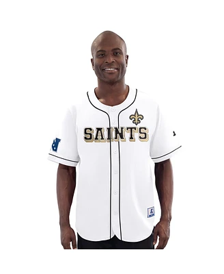 Starter Men's White New Orleans Saints Relay Full-Button Baseball Jersey