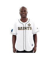 Starter Men's White New Orleans Saints Relay Full-Button Baseball Jersey