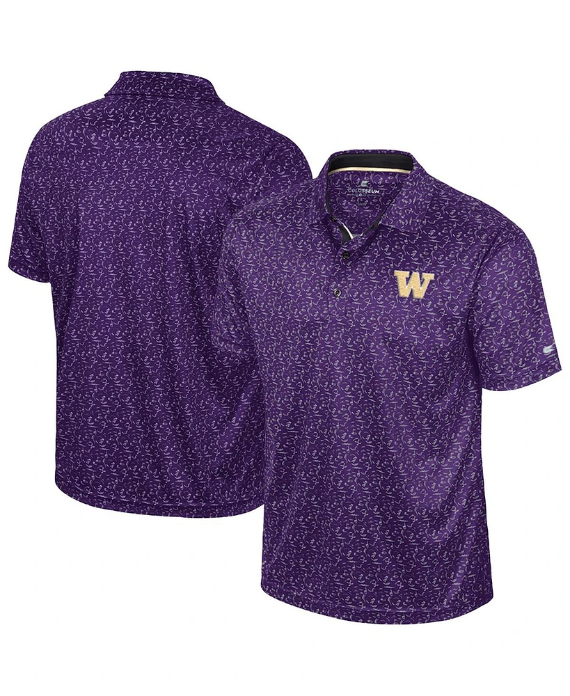 Colosseum Men's Purple Washington Huskies Sublimated Golf Polo Shirt