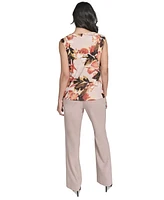 Calvin Klein Petite Floral-Print Mesh Blouse