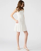 Steve Madden Women's Embroidered Eyelet Smocked Dress