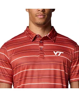 Columbia Men's Orange Virginia Tech Hokies Pfg Super Terminal Tackle Omni-Shade Stripe Polo Shirt