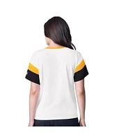 G-iii 4Her by Carl Banks Women's White Pittsburgh Penguins Rink Oversized Rhinestone V-Neck T-Shirt