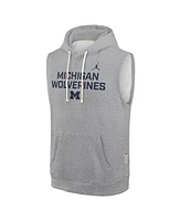 Jordan Men's Heather Gray Michigan Wolverines 2025 Sideline Performance Sleeveless Pullover Hoodie
