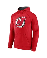 Fanatics Men's Red New Jersey Devils Iconic Defender Raglan Pullover Hoodie