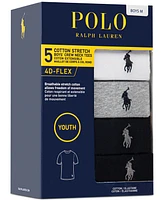 Polo Ralph Lauren Big Boys Crewneck Undershirts, 5 Pack