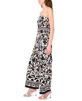 Msk Women's Strapless Straight-Leg Jumpsuit