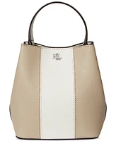 Lauren Ralph Lauren Two-Tone Leather Small Reese Bucket Bag