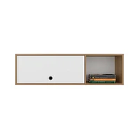 Somerset Wall Cabinet, 1 Door, 3 Shelves, Natural Oak / White