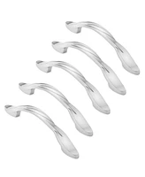 Cauldham 5 Pack Solid Braided Kitchen Cabinet Pulls Handles (5" Hole Centers) - Drawer/Door Hardware - Style M260 - Satin Nickel