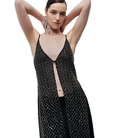 Nocturne Women's Beaded Embroidered Maxi Vest
