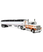 First Gear 1/64 Orange Ford Ltl 9000 60" Flattop Wilson Pacesetter Grain Trailer Dcp