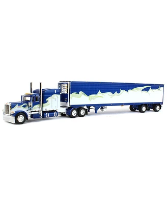First Gear Dcp 1/64 Peterbilt 389 63" Mid Roof Sleeper w/ Utility Ribbed Spread-Axle Refrigerated trailer