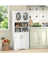 Tall Floor-Standing Bathroom Cabinet with 3 Cubes and Clear Acrylic Doors