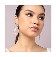 Sohi Women's Pink Teardrop Flora Drop Earrings