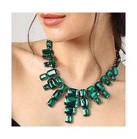 Sohi Women's Green Maxi Stone Statement Necklace