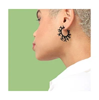 Sohi Women's Green Branch Hoop Earrings