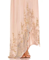 Mac Duggal Women's Flowy One Shoulder Asymmetrical Beaded Gown