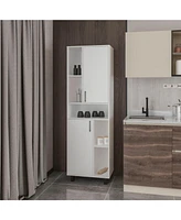 Buckshot Kitchen Pantry with Open Storage and 2 Doors, White
