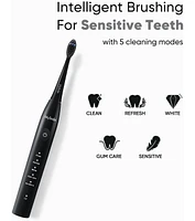 MySmile DY156 Sonic Electric Toothbrush for Adults, Rechargeable Battery Portable with 3 Brush Heads, 2 Mins 5 Modes Smart Timer, 45000VPM,