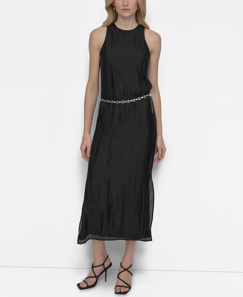 Dkny Women's Chain-Belt Sleeveless Midi Dress