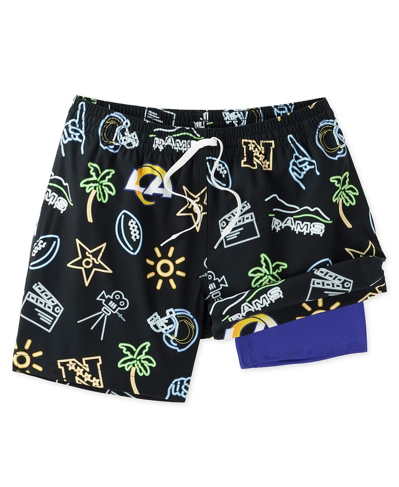 Chubbies Men's 5.5" Black Los Angeles Rams The Neon Lined Classic Swim Trunks