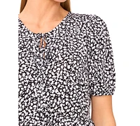 CeCe Women's Tie-Front Floral-Print Top