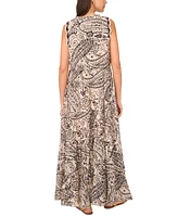 Vince Camuto Women's Paisley-Print Sleeveless-Crocheted-Trim Maxi Dress