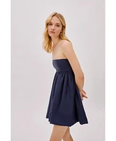 Labeca London Us Women's Mykonos Linen Strapless Dress