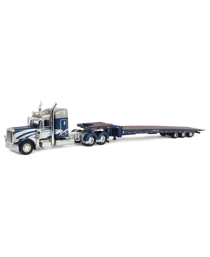 1/64 Peterbilt 389 w/ Talbert 5553T Traveling Axle Trailer Blue Dcp