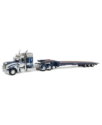 1/64 Peterbilt 389 w/ Talbert 5553T Traveling Axle Trailer Blue Dcp