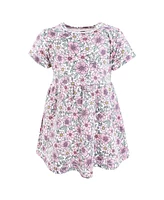 Hudson Baby Girls Cotton Dresses, Pink Purple Pretty Floral