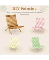 Gymax Folding Patio Chair Teak Wood Outdoor Lounge Chair w/ Slatted Seat & Backrest