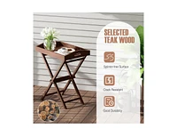 Tray Table with Removable Tray Top for Convenient Serving and Versatile Use on Patio and in Garden
