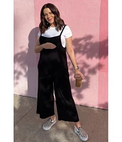 Pinkblush Maternity Black Sleeveless Pocketed Wide Leg Jumpsuit