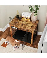 Dog Crate Furniture with Cushion and Double Doors