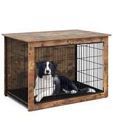 Dog Crate Furniture with Cushion and Double Doors