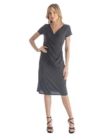 24seven Comfort Apparel Petite Short Sleeve Knee Length Dress