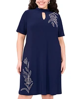 Msk Plus Short-Sleeve Keyhole Sheath Dress
