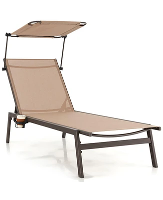Gymax 6-Position Recliner Lounge Outdoor Adjustable Reclining Chair Poolside