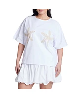Eloquii Women's Embroidered Starfish Tee