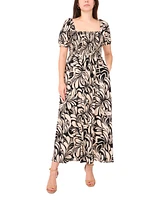 Msk Petite Square-Neck Short-Sleeve Maxi Dress