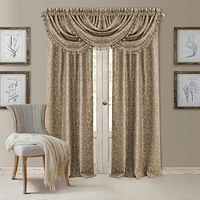 Elrene Home Fashions Antonia Damask Print Waterfall Tassel Window Valance