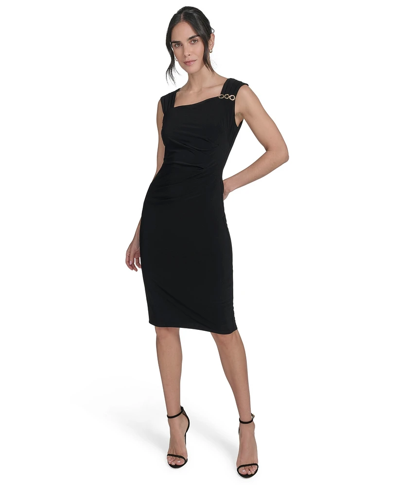Jessica Howard Petite Sleeveless Asymmetric Sheath Dress
