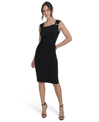 Jessica Howard Petite Sleeveless Asymmetric Sheath Dress