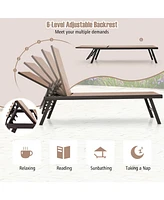 Gymax 3pcs Patio Chaise Lounge Set Aluminum Recliner Chair Table Outdoor Adjust