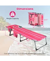 Gymax Patio Beach Lounge Chair Folding Chaise Lounge w/ Pillow Hot